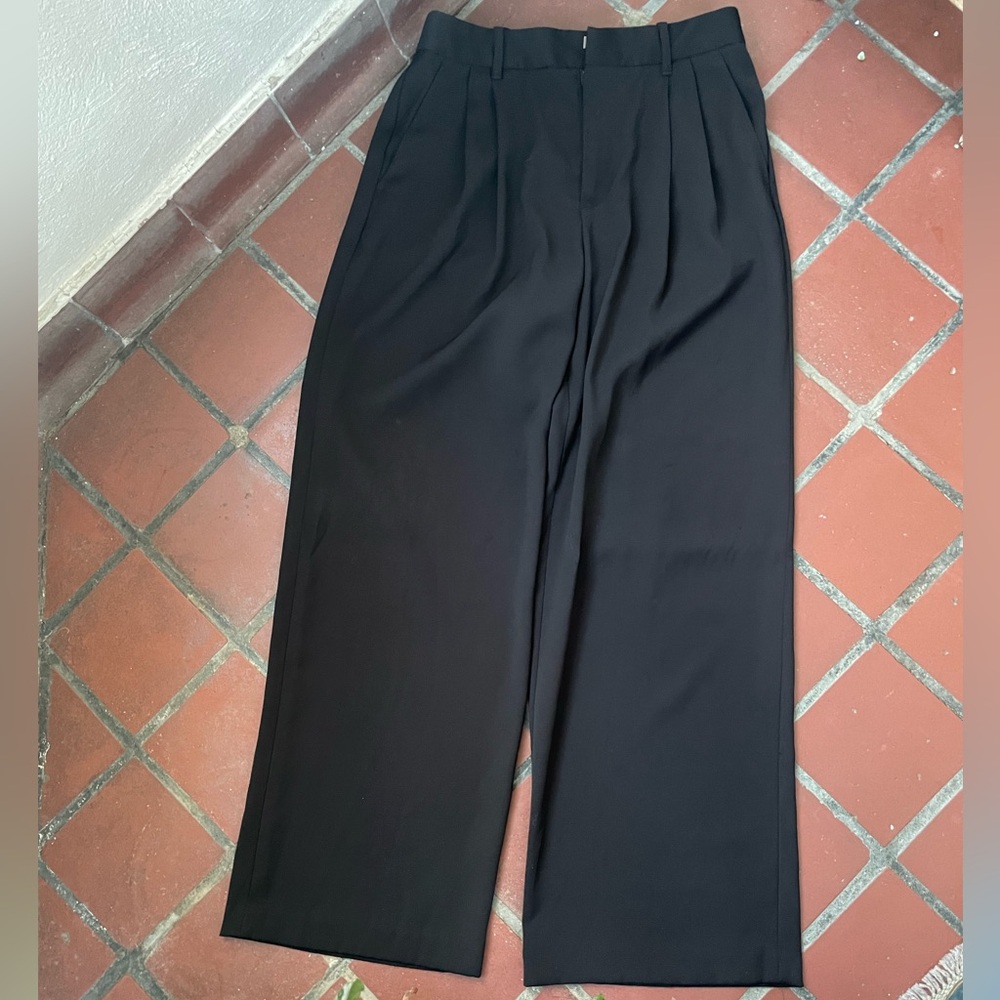 GAP Black Pleated Wide-Leg Trousers